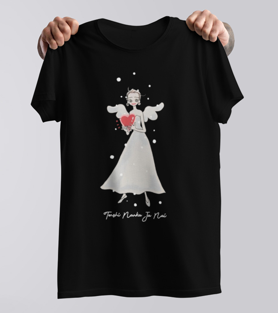 Tenshi Nanka Ja Nai Angel Illustration Holding Heart T-Shirt