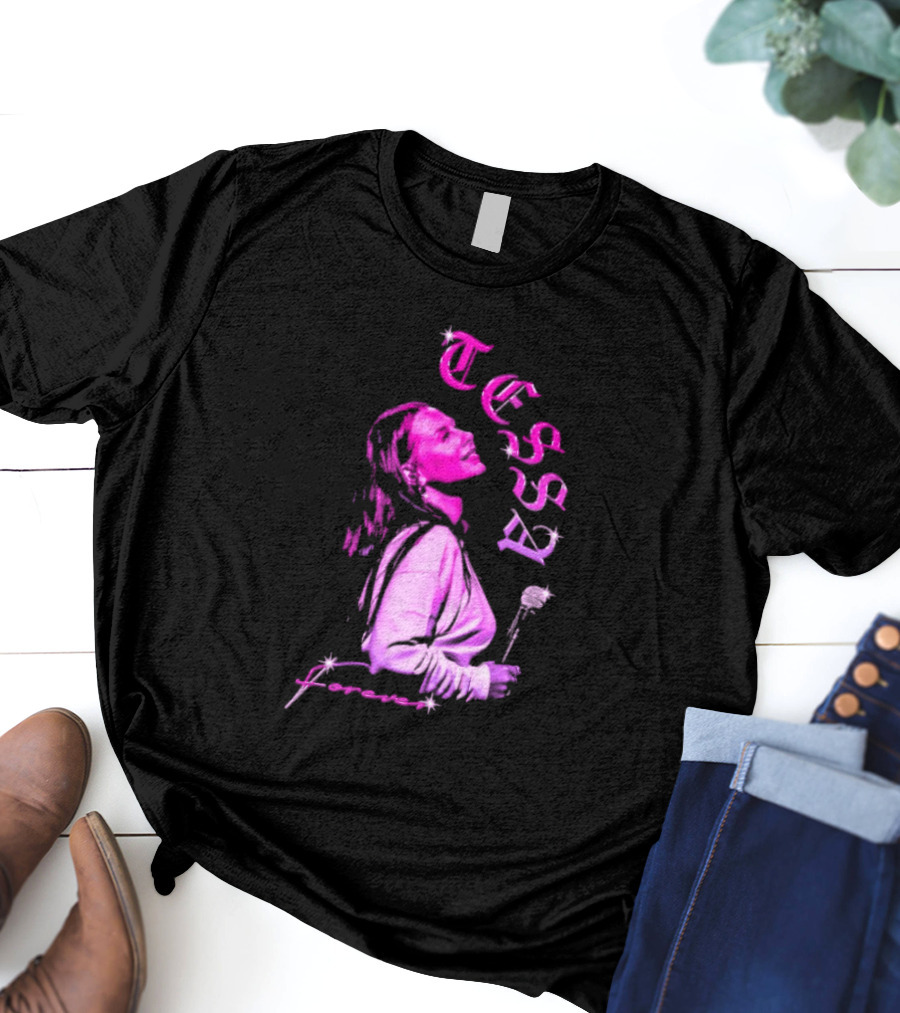 Tessa Forever Økologisk Pink Silhouette With Rose And Stars T-Shirt