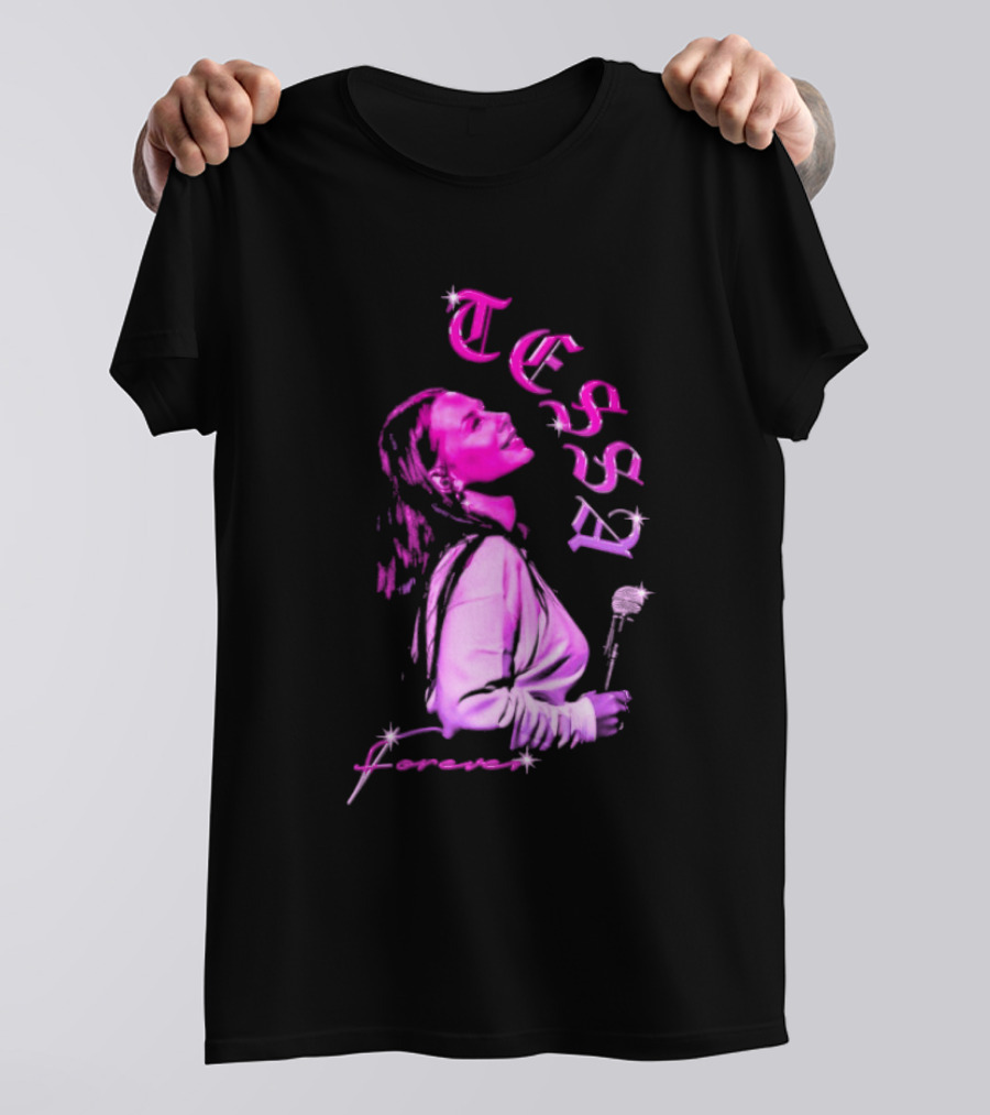 Tessa Forever Økologisk Pink Silhouette With Rose And Stars T-Shirt