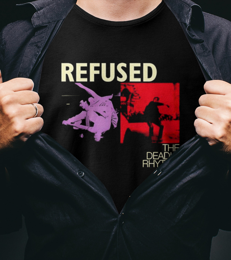 Refused The Deadly Rhythm Skater Red And Purple Imagery T-Shirt