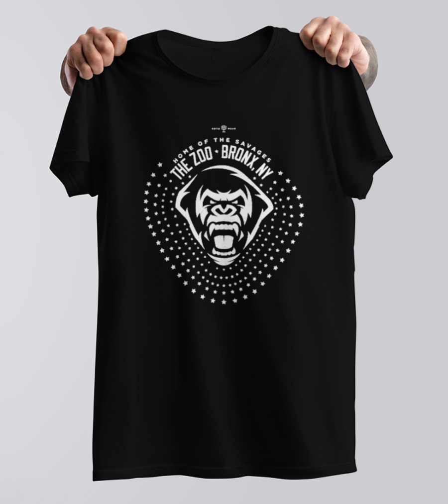 The Zoo Bronx NY Home Of The Savages Roaring Gorilla Star Pattern T-Shirt