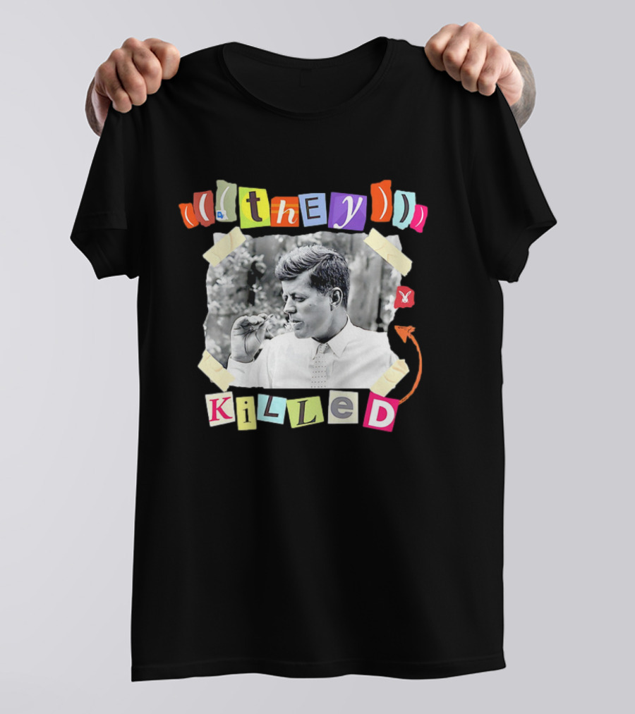 They Killed John F. Kennedy Smoking Retro Style T-Shirt