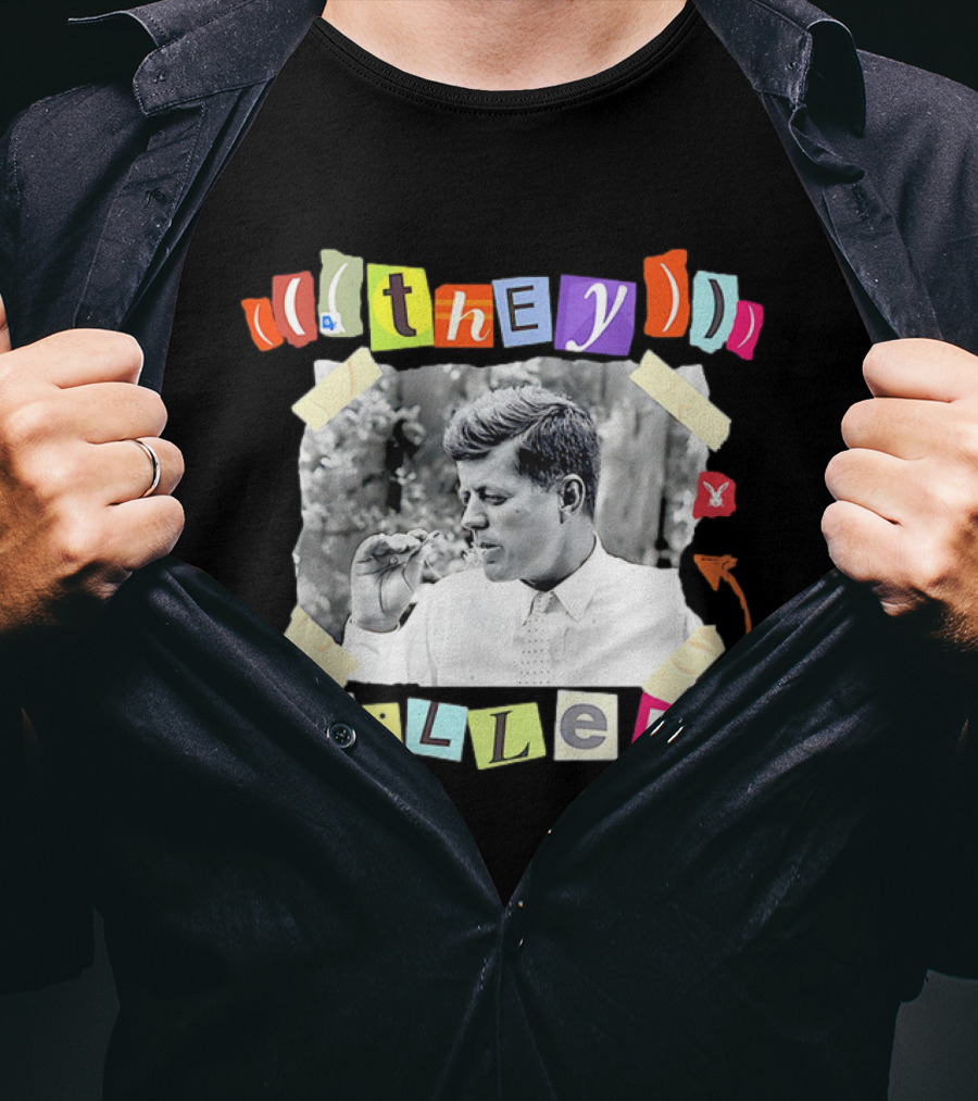 They Killed John F. Kennedy Smoking Retro Style T-Shirt