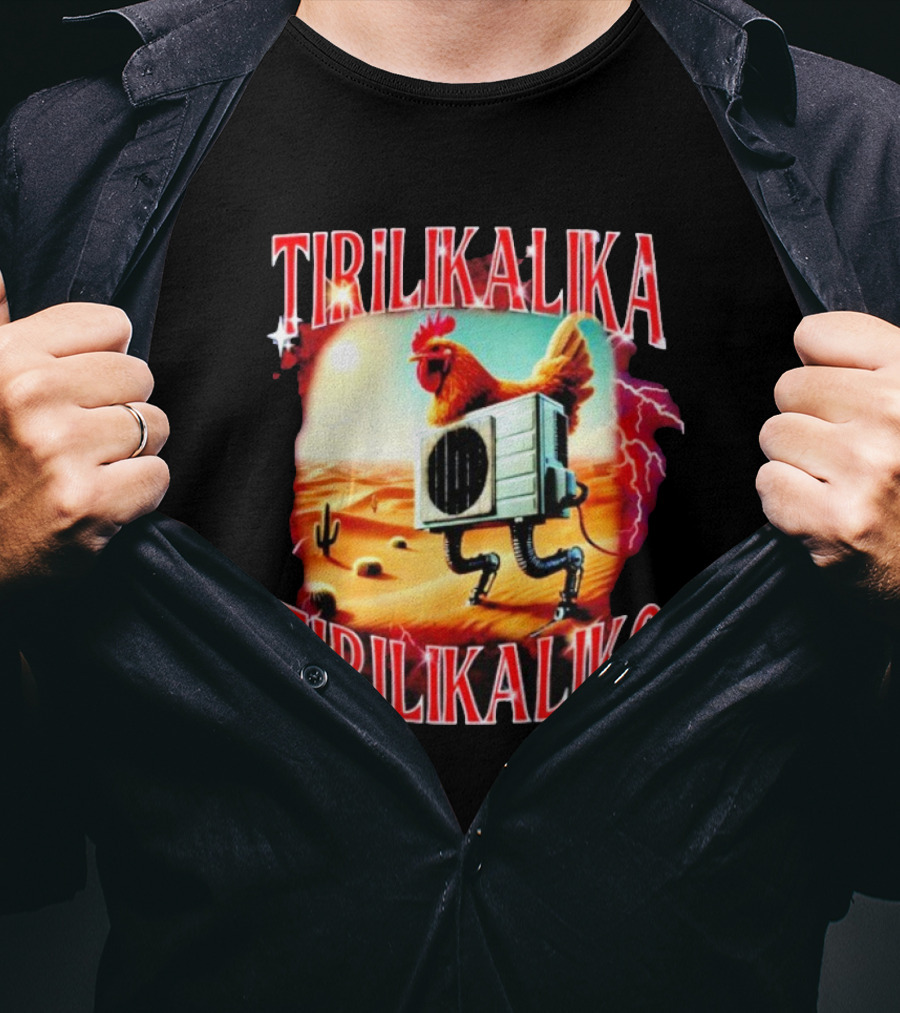 Tirilikalika Tirilikaliko Chicken Robot Desert Scene T-Shirt