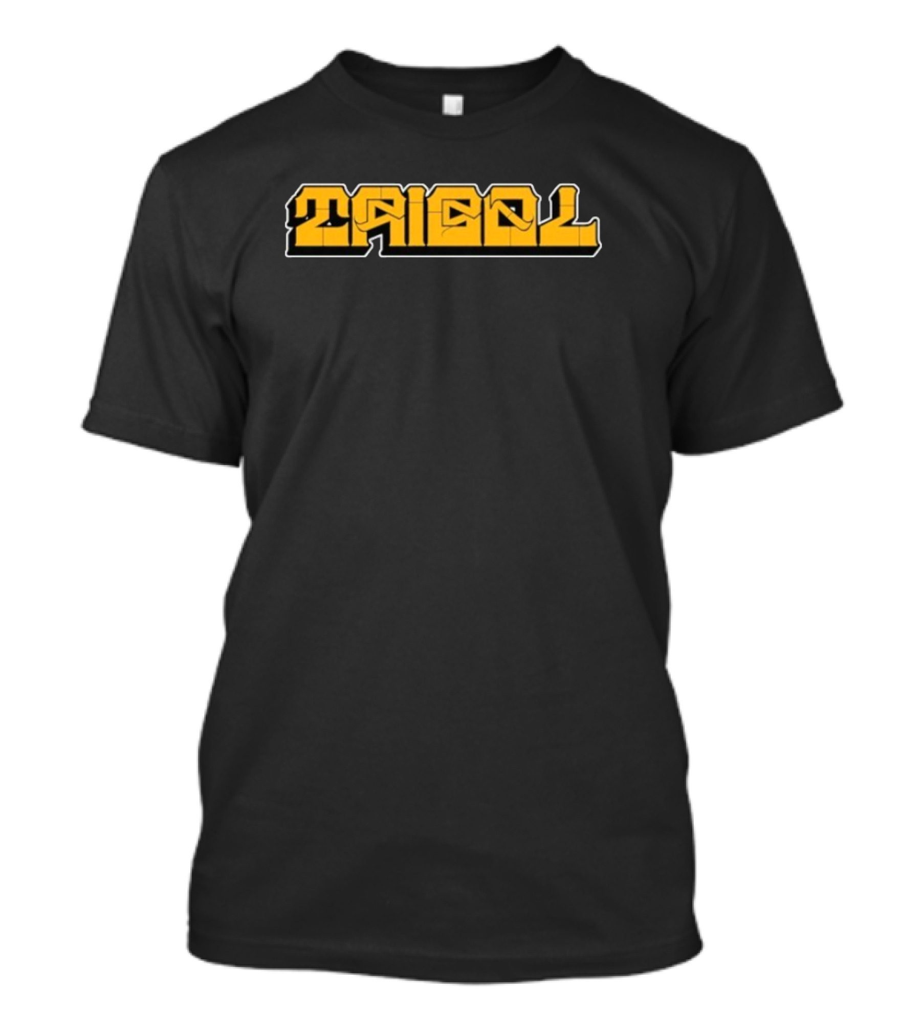 Tribal Gear Victim Gold Graffiti Font Bold Yellow Text T-Shirt