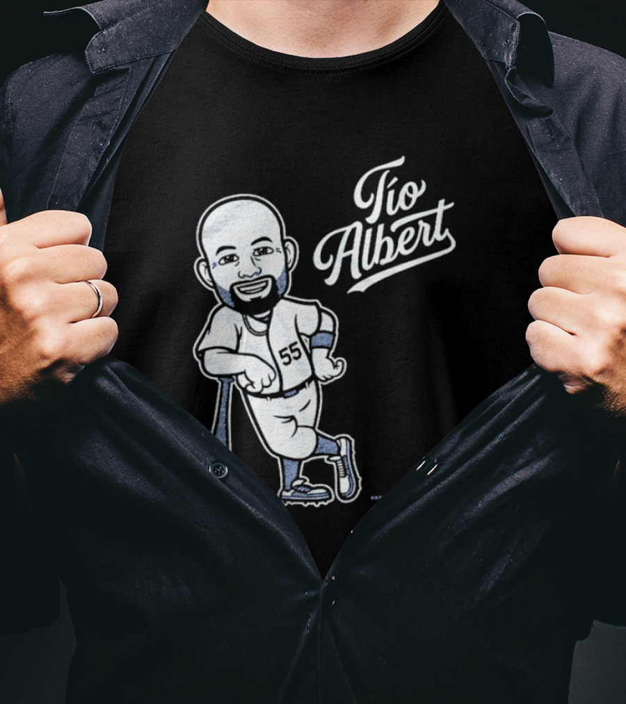 Tío Albert Baseball Player Cartoon With Bat And Number 55 T-Shirt