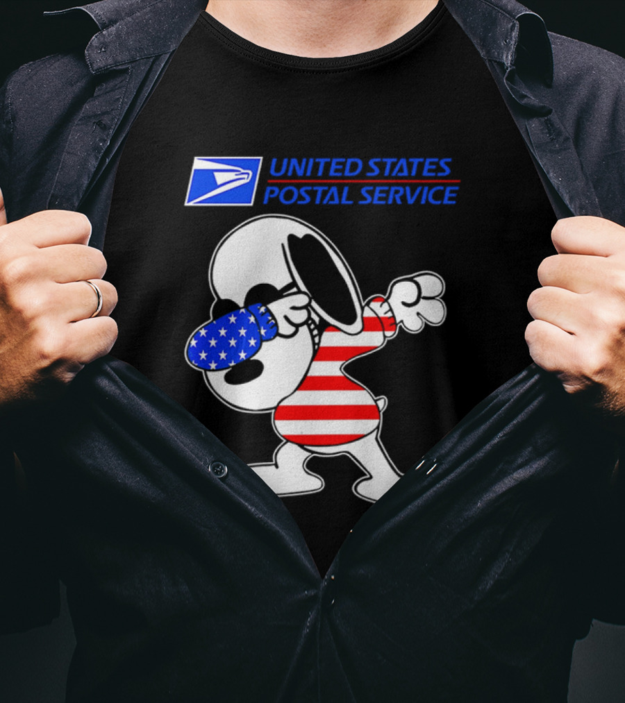 USPS United States Postal Service Snoopy Dabbing American Flag T-Shirt