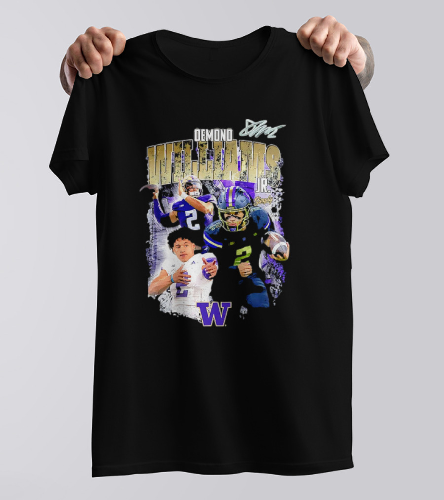 Demond Williams Jr. Washington Huskies Football W Logo T-Shirt