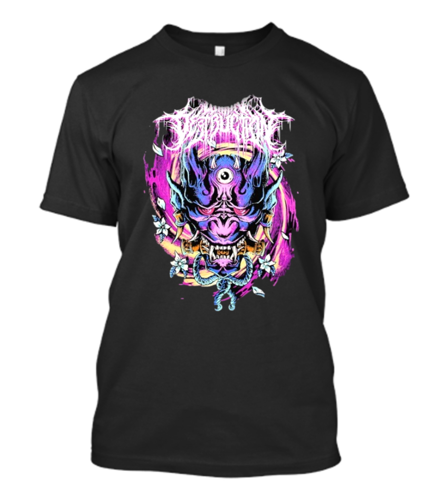 Within Destruction Psychedelic Oni Mask With Floral Accents T-Shirt