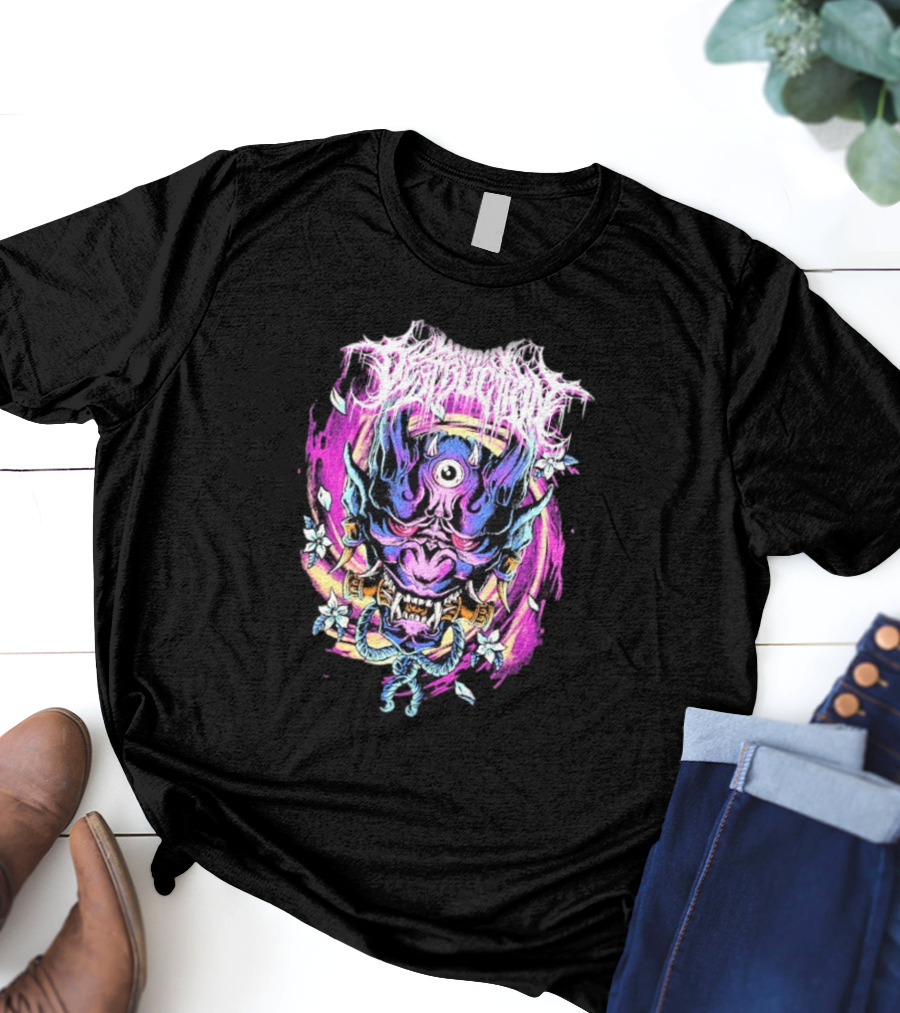 Within Destruction Psychedelic Oni Mask With Floral Accents T-Shirt