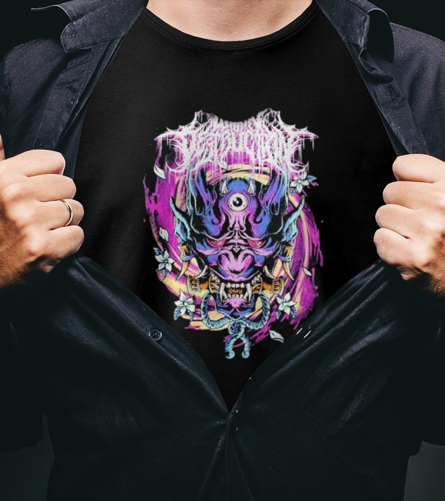 Within Destruction Psychedelic Oni Mask With Floral Accents T-Shirt