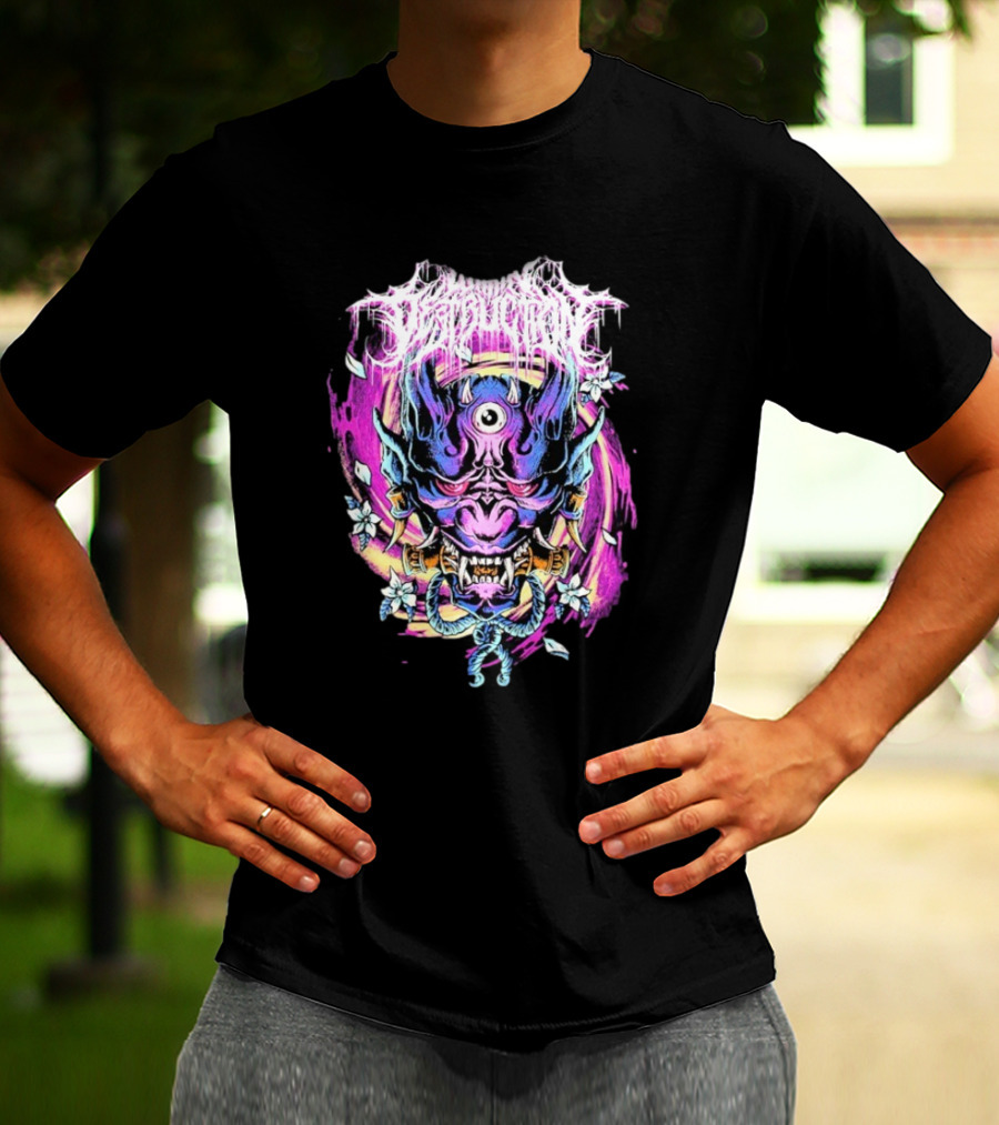 Within Destruction Psychedelic Oni Mask With Floral Accents T-Shirt
