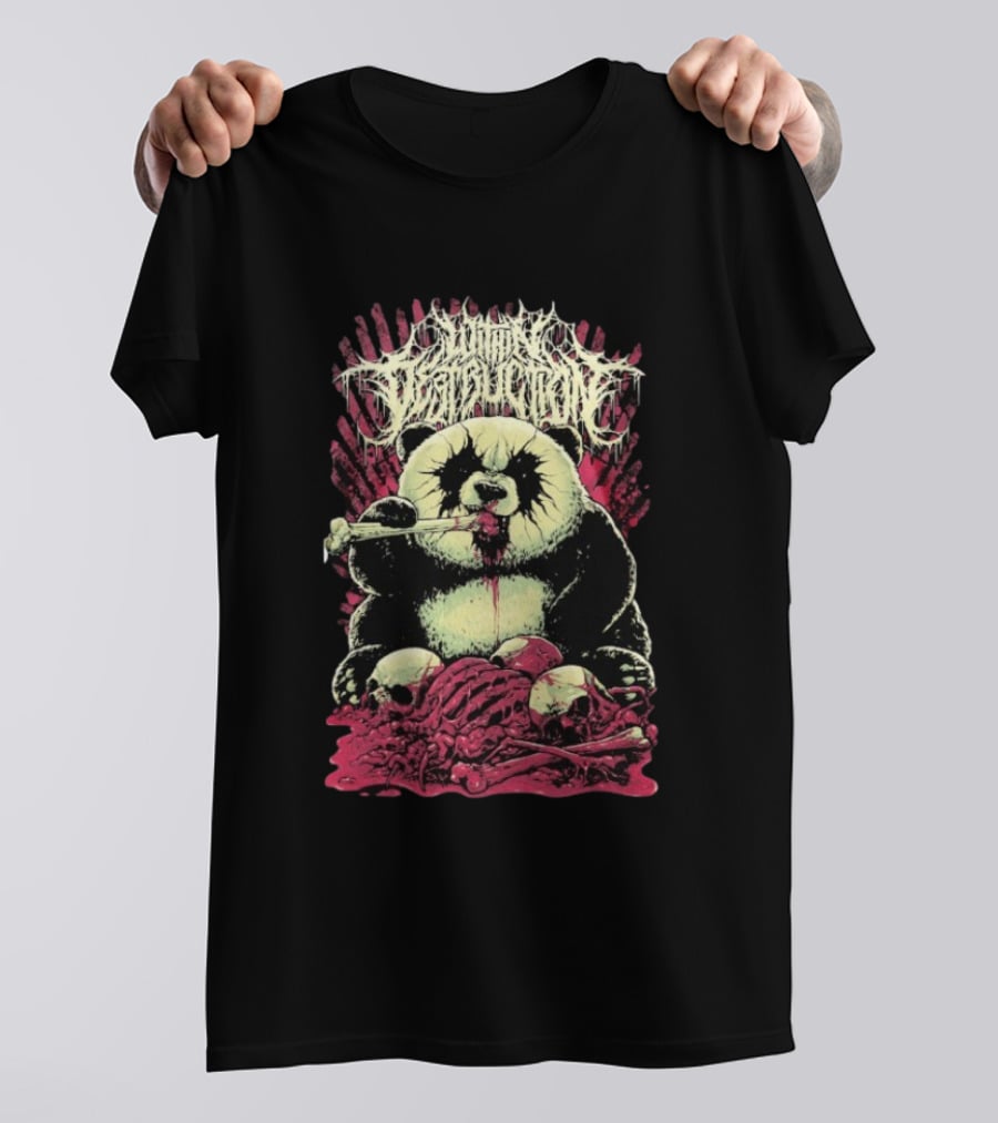 "Within Destruction Kawaii Panda Eating Noodles With Skulls And Bones" T-Shirt