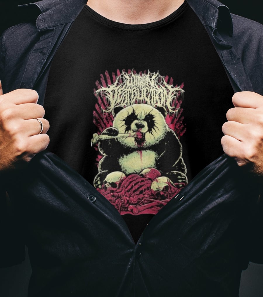 "Within Destruction Kawaii Panda Eating Noodles With Skulls And Bones" T-Shirt