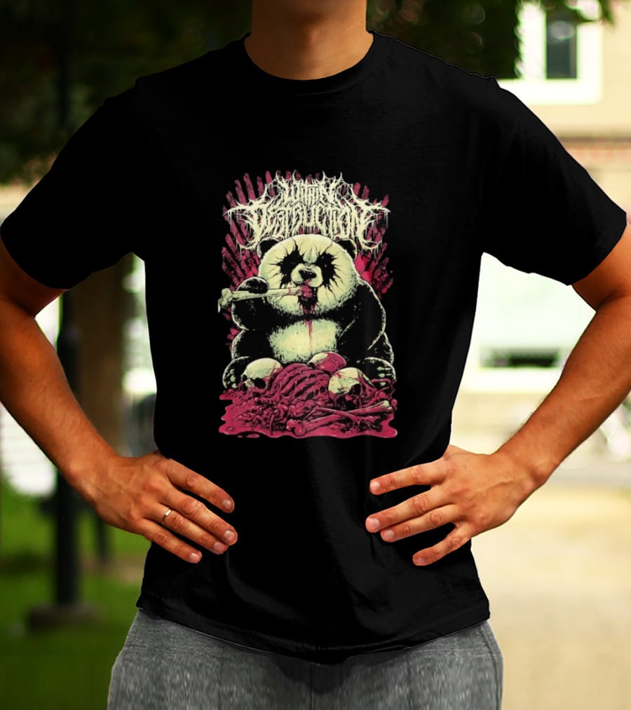 "Within Destruction Kawaii Panda Eating Noodles With Skulls And Bones" T-Shirt