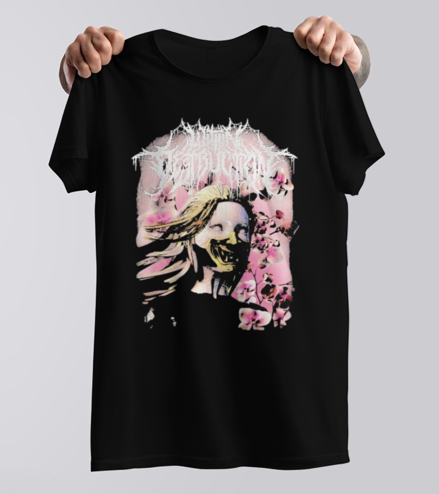 Within Destruction Yokai Cherry Blossoms Masked Face Design T-Shirt