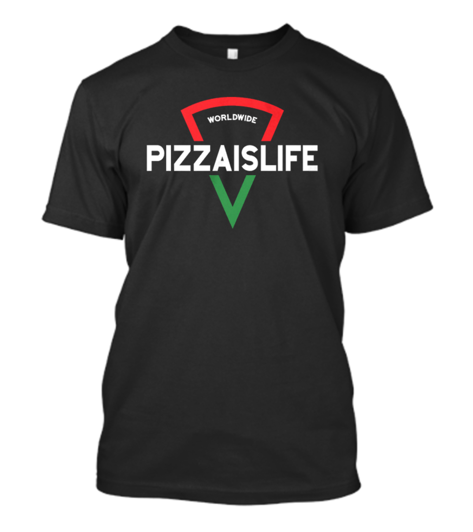 Worldwide Pizzaislife Pizza Slice Icon With Red Green Stripes T-Shirt