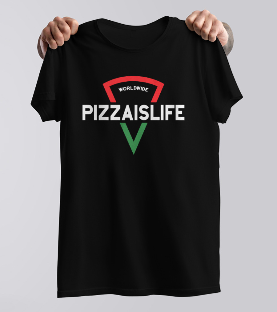 Worldwide Pizzaislife Pizza Slice Icon With Red Green Stripes T-Shirt