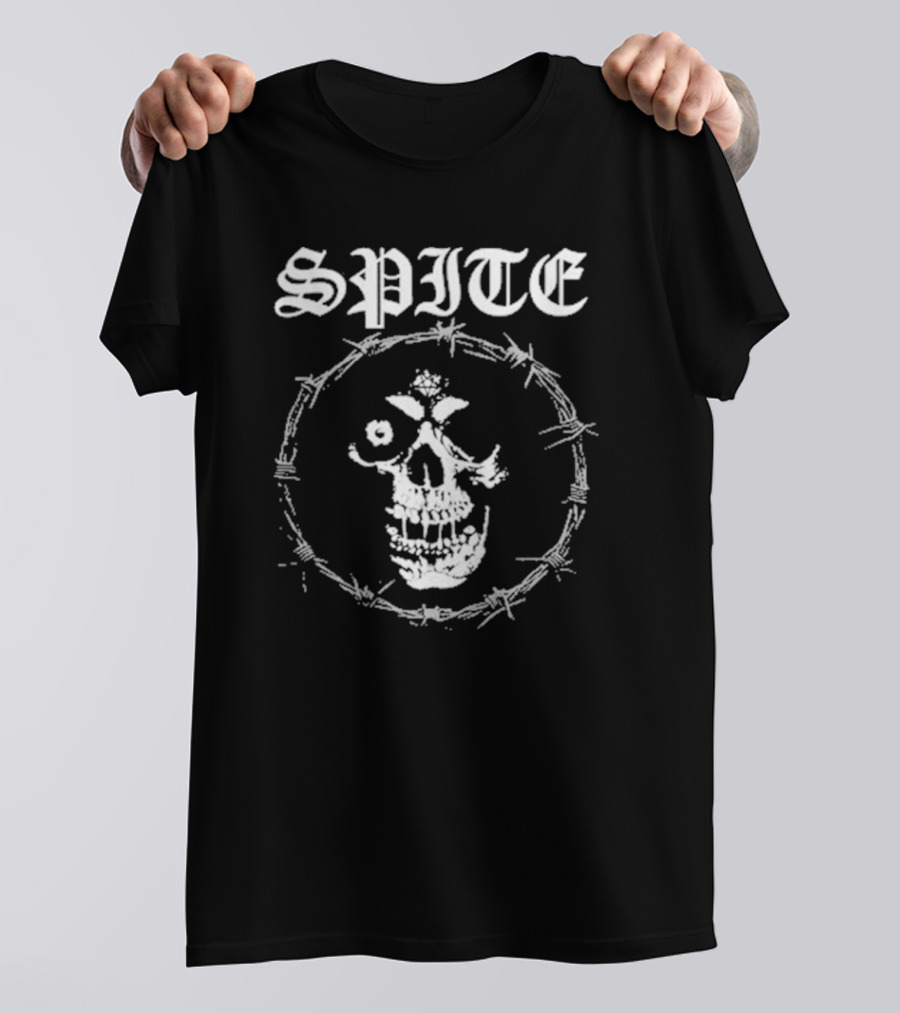 Spite Barbed Wire Skull Theme Pain Is A Place On Earth T-Shirt