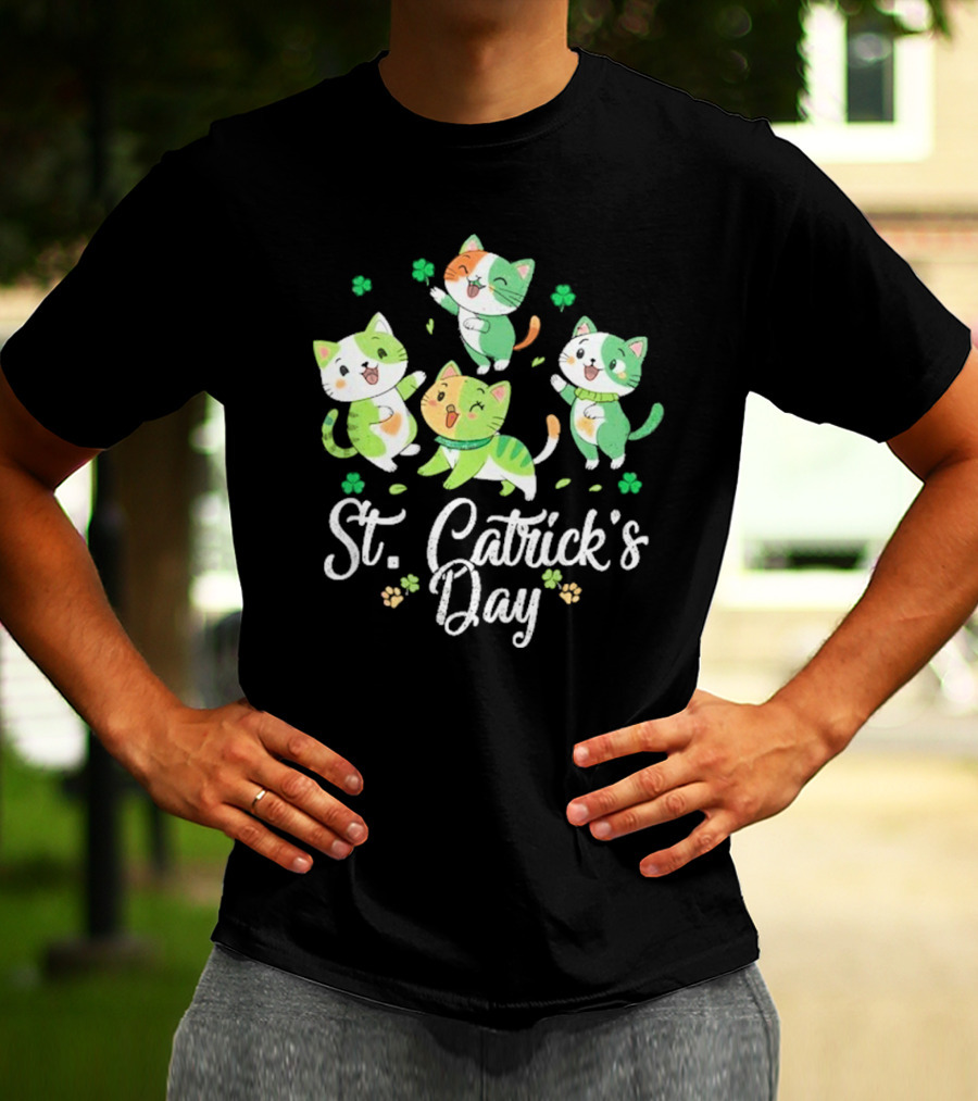 St Catricks Day Cats St Patricks Day Cat Lover St Pattys T-Shirt
