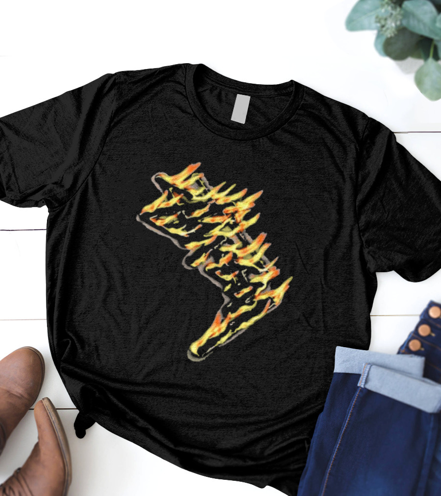 Stussy Burning Stock Flame Graphic Midnight T-Shirt