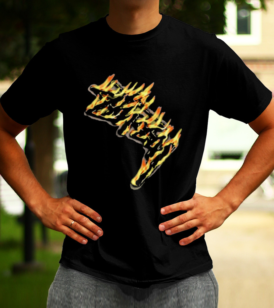 Stussy Burning Stock Flame Graphic Midnight T-Shirt