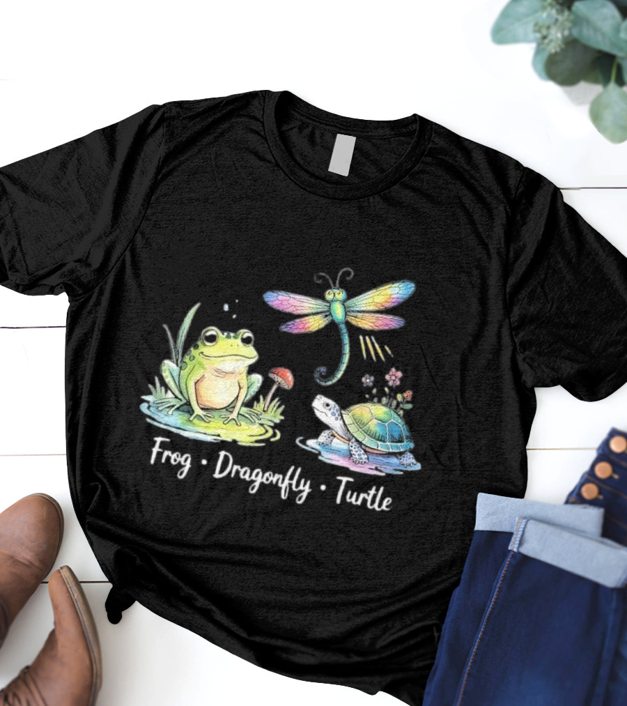 Frog Dragonfly Turtle Subtle Political Humor T-Shirt