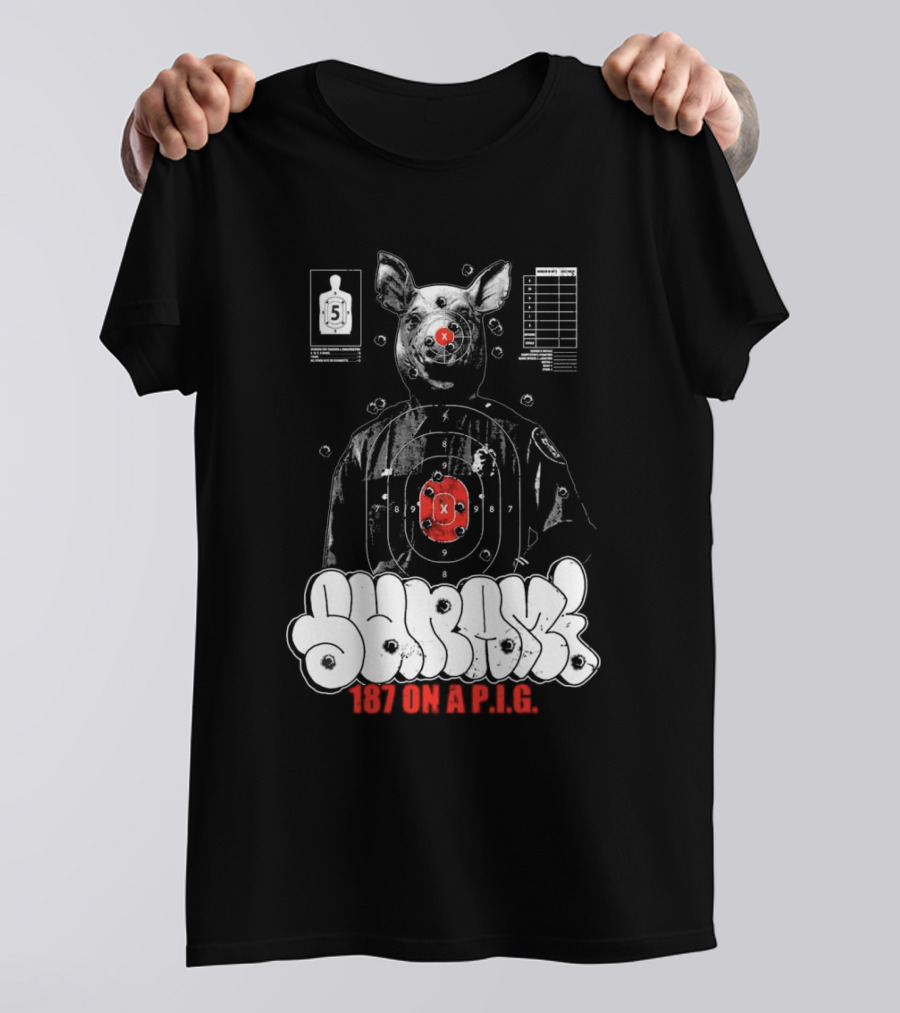 Sunami Pig 187 Target Shooting Pig Design T-Shirt