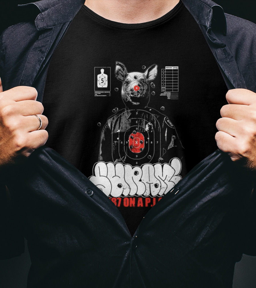 Sunami Pig 187 Target Shooting Pig Design T-Shirt