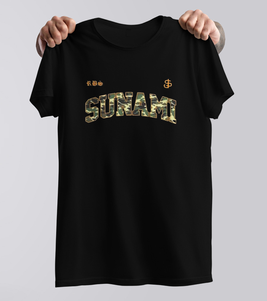SUNAMI Varsity Camo Dollar Sign Style T-Shirt