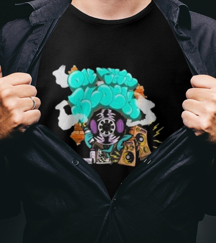 Old This Block Graffiti Tape Art With Speakers And Lightning T-Shirt