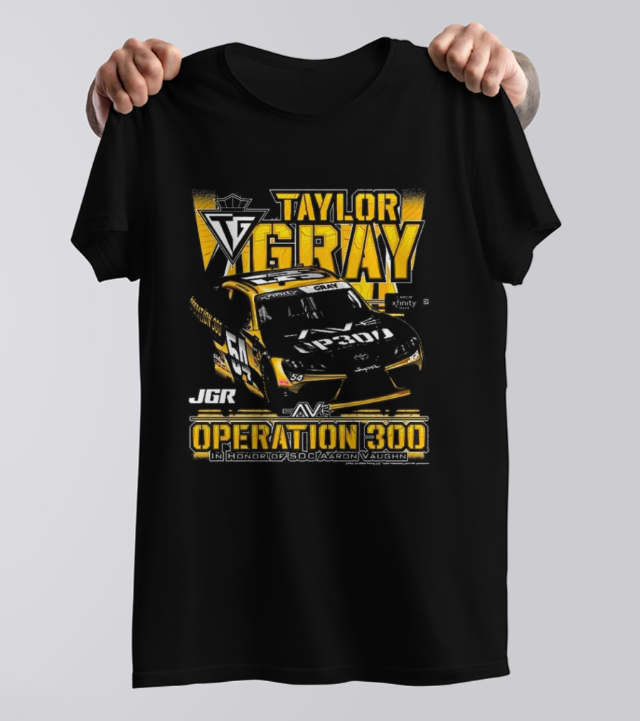 Taylor Gray Joe Gibbs Racing JGR Operation 300 SOC Aaron Vaughn Tribute T-Shirt