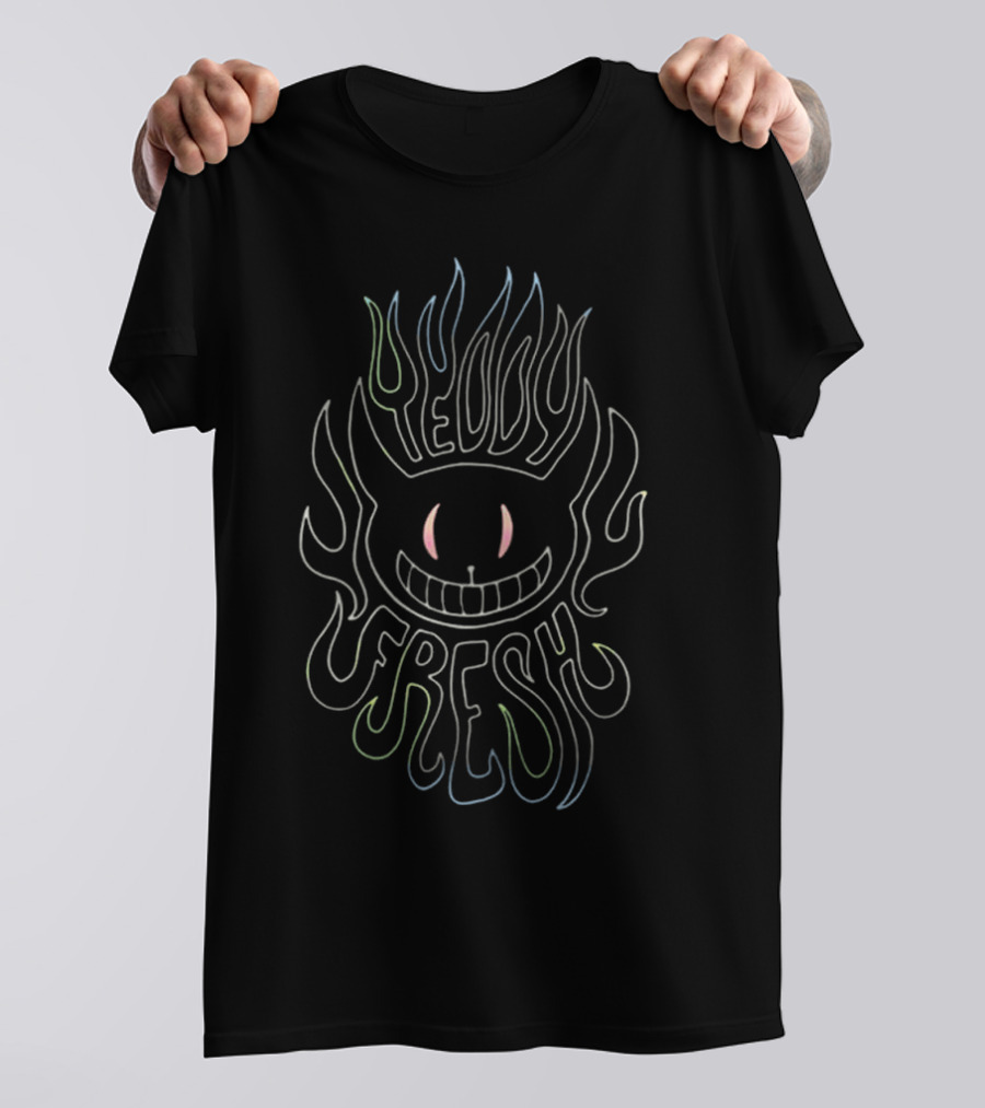Teddy Fresh Flamin’ Hot Alien Smiling Flame Creature T-Shirt