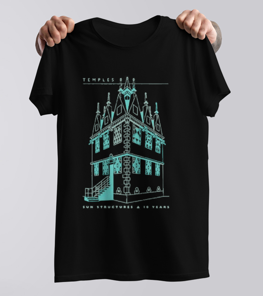 Temple Sun Structure Blueprint Isometric 2025 T-Shirt