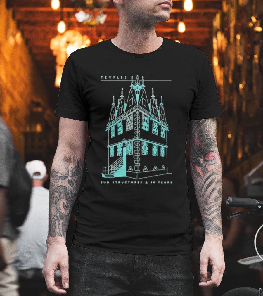 Temple Sun Structure Blueprint Isometric 2025 T-Shirt