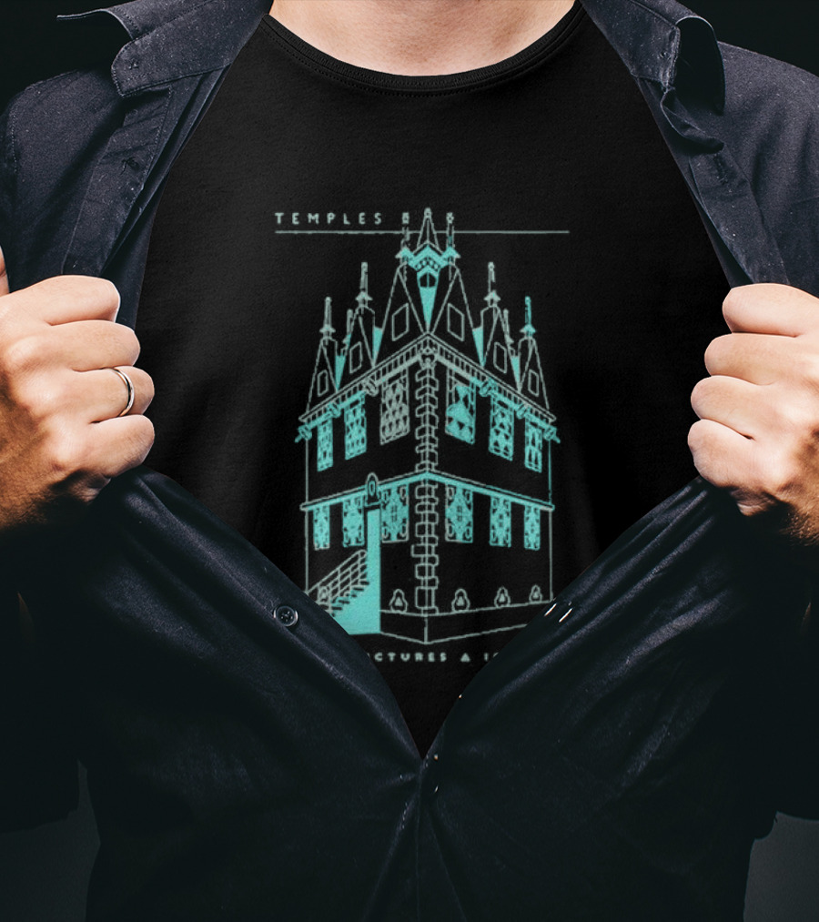 Temple Sun Structure Blueprint Isometric 2025 T-Shirt