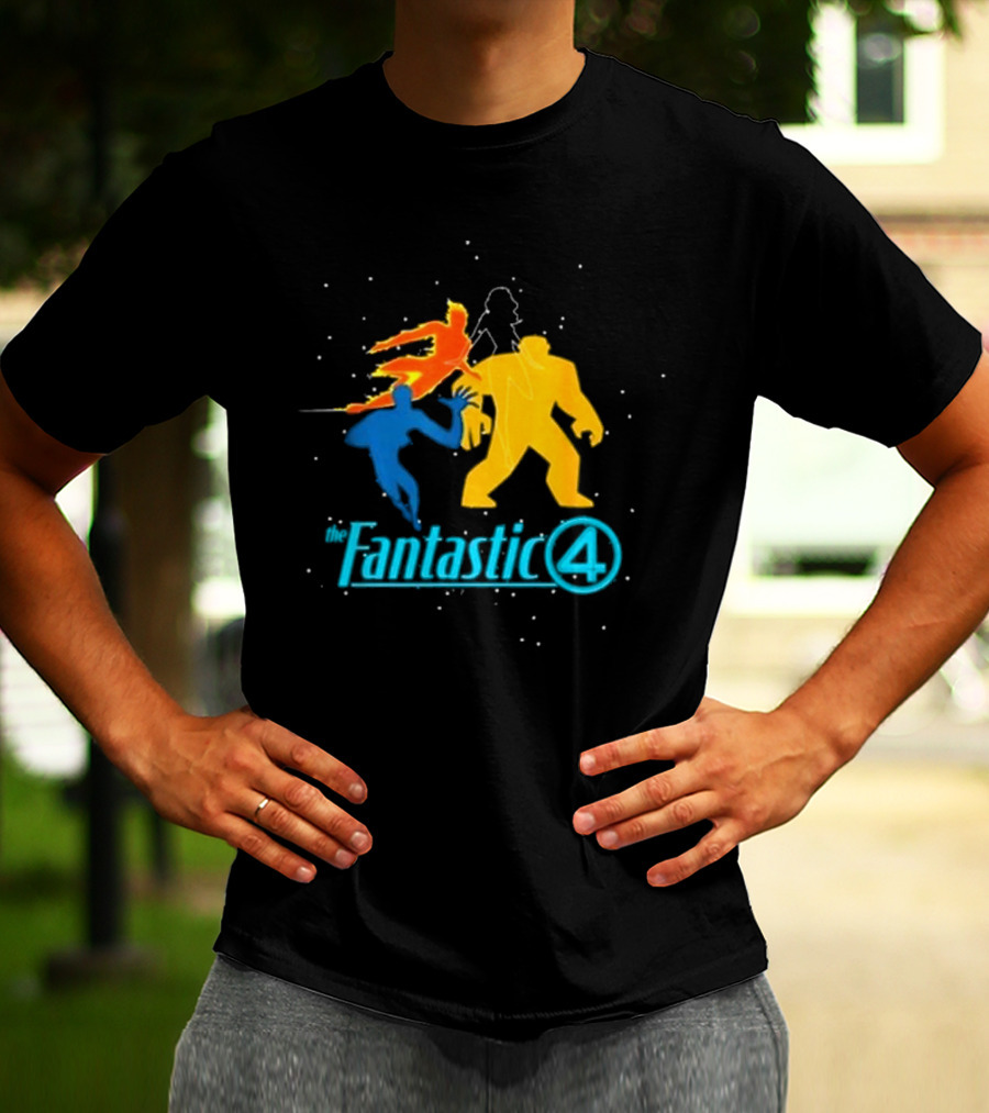 Fantastic Four Team Explosive Silhouette Action T-Shirt
