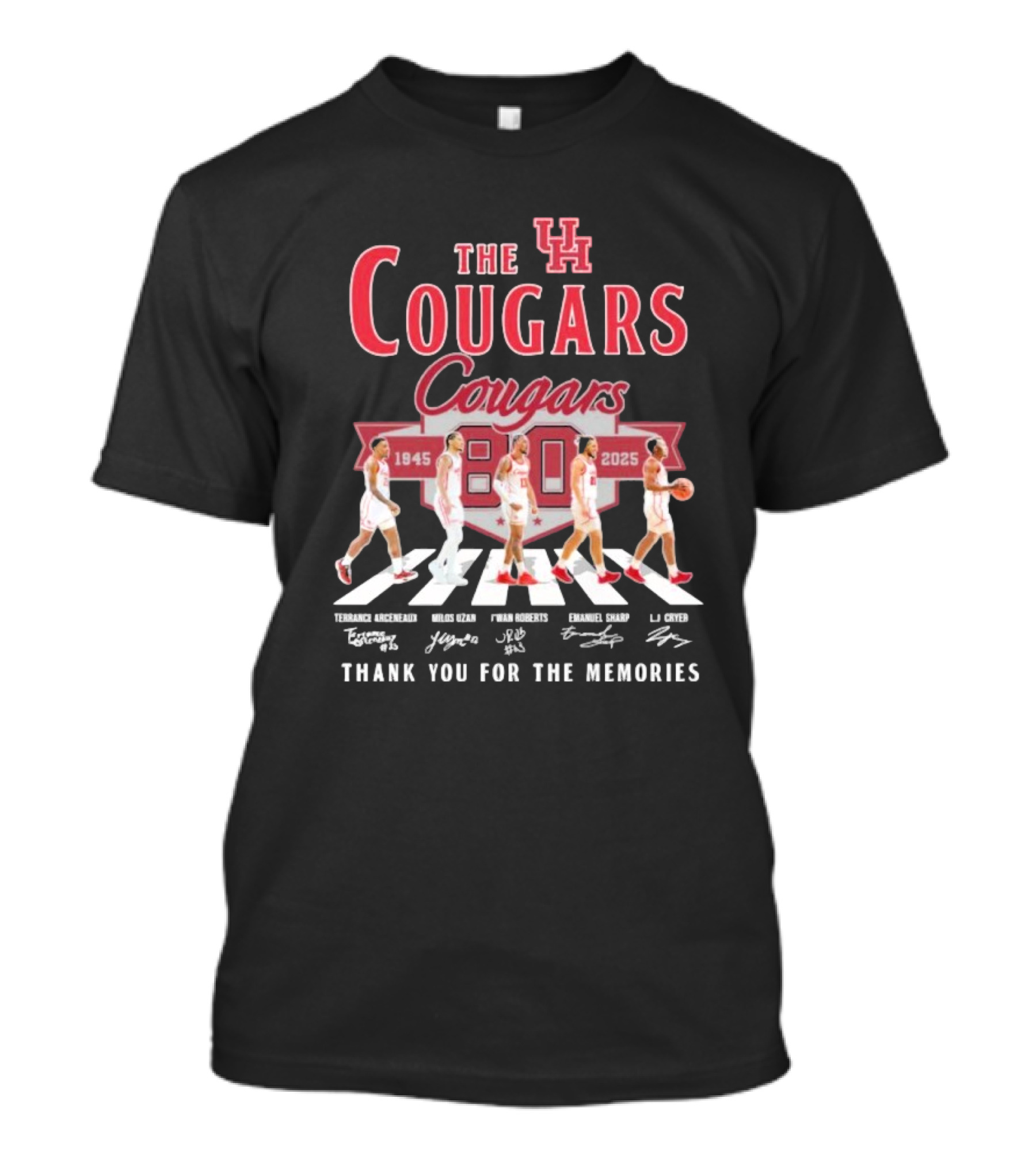 The Houston Cougars 80 Years 1945-2025 Thank You For The Memories Abbey Road Style T-Shirt