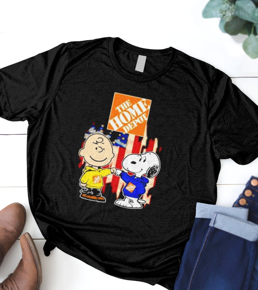 The Home Depot Charlie Brown Snoopy American Flag T-Shirt