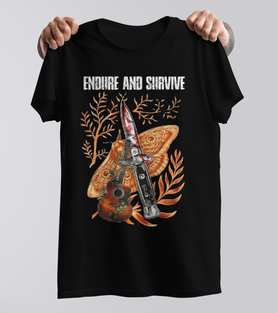 The Last Of Us Endure And Survive Moth Knife And Guitar T-Shirt