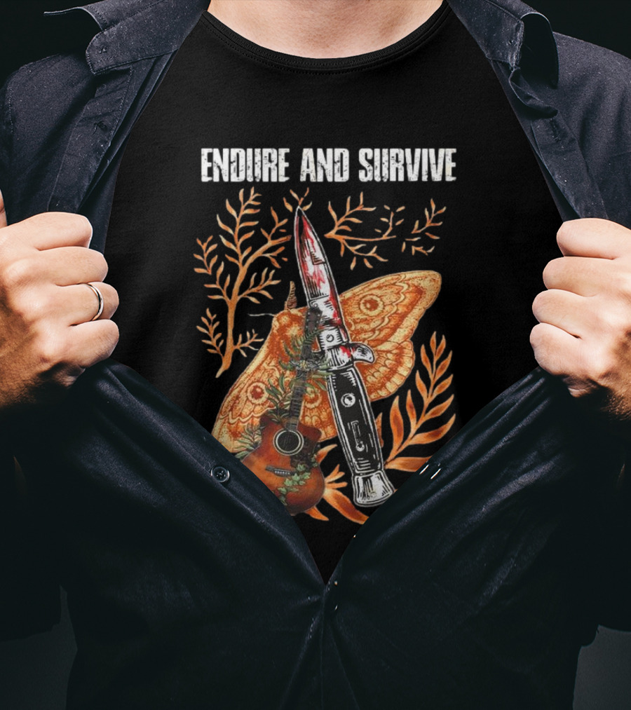 The Last Of Us Endure And Survive Moth Knife And Guitar T-Shirt