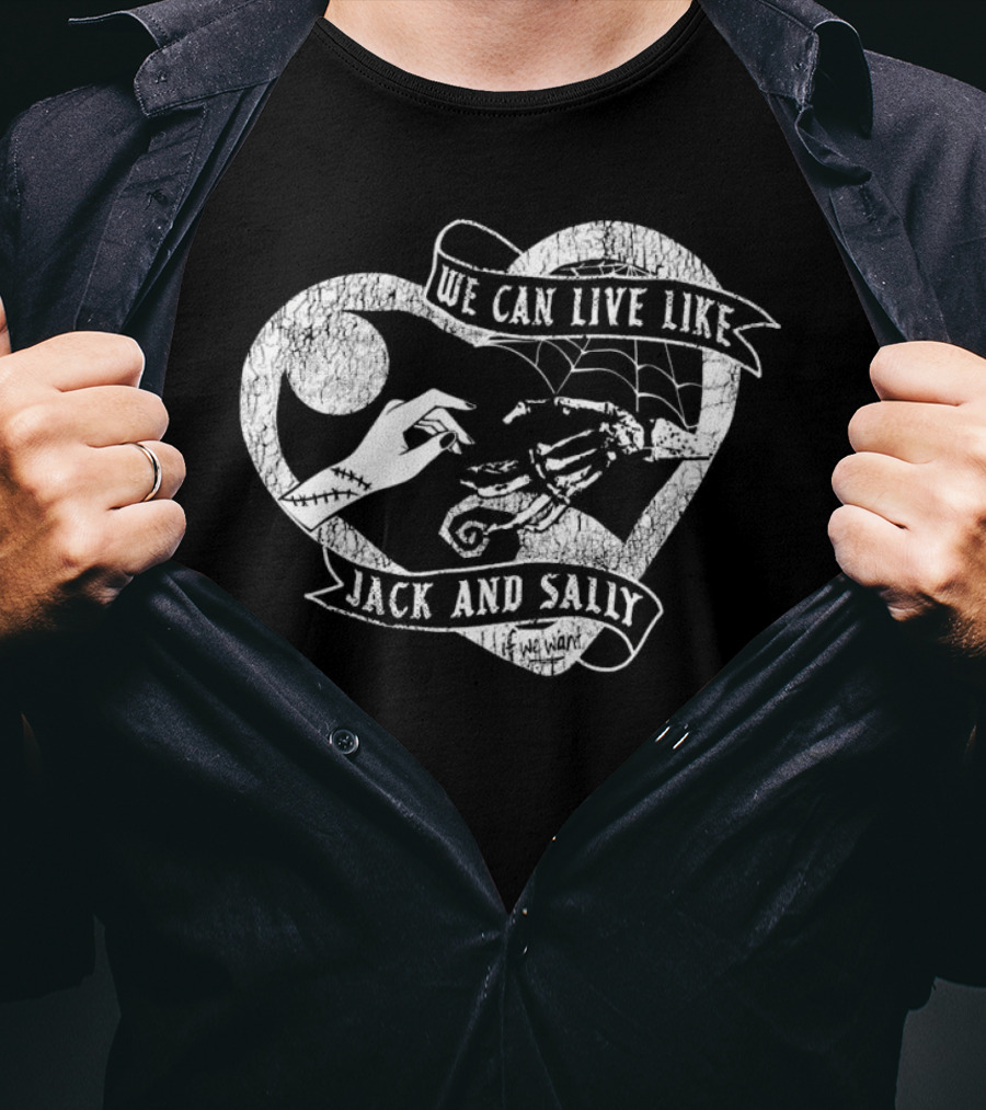The Lost Bros We Can Live Like Jack And Sally Heart Moon Spiral Hill Web T-Shirt