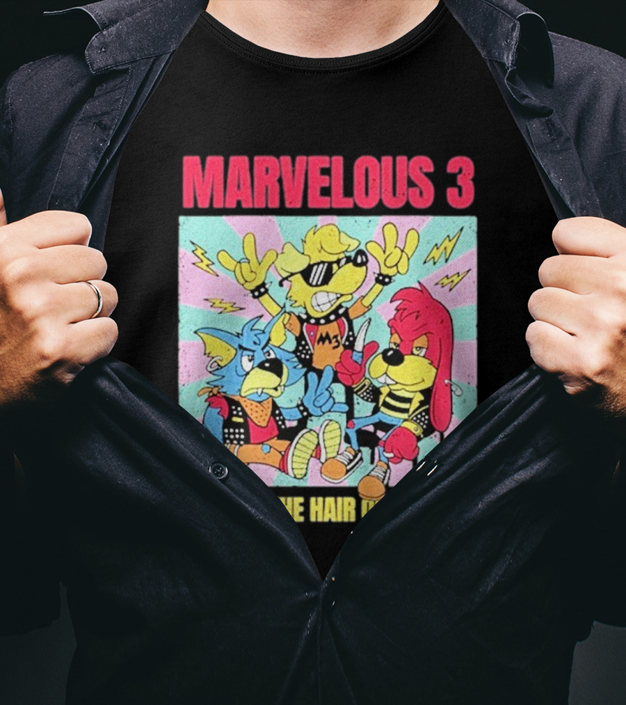 Marvelous 3 Year Of The Hair Of The Dog Cartoon Dogs With Punk Outfits And Sunglasses T-Shirt