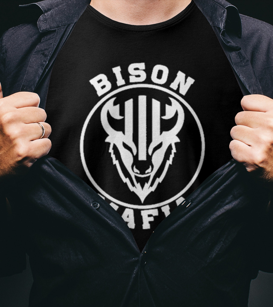 Bison Mafia Upstairs Pub Bold Design T-Shirt