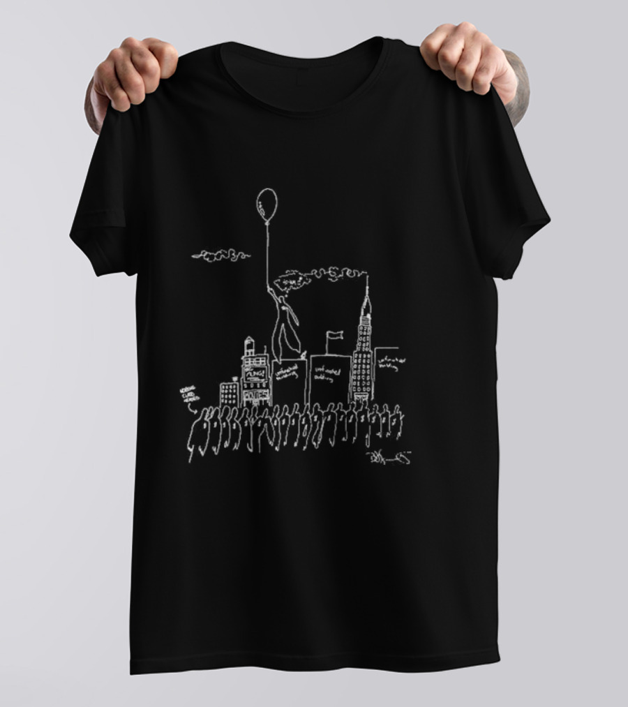 The Weeknd X Basquiat Hurry Up Tomorrow Floating Balloon City Scene T-Shirt