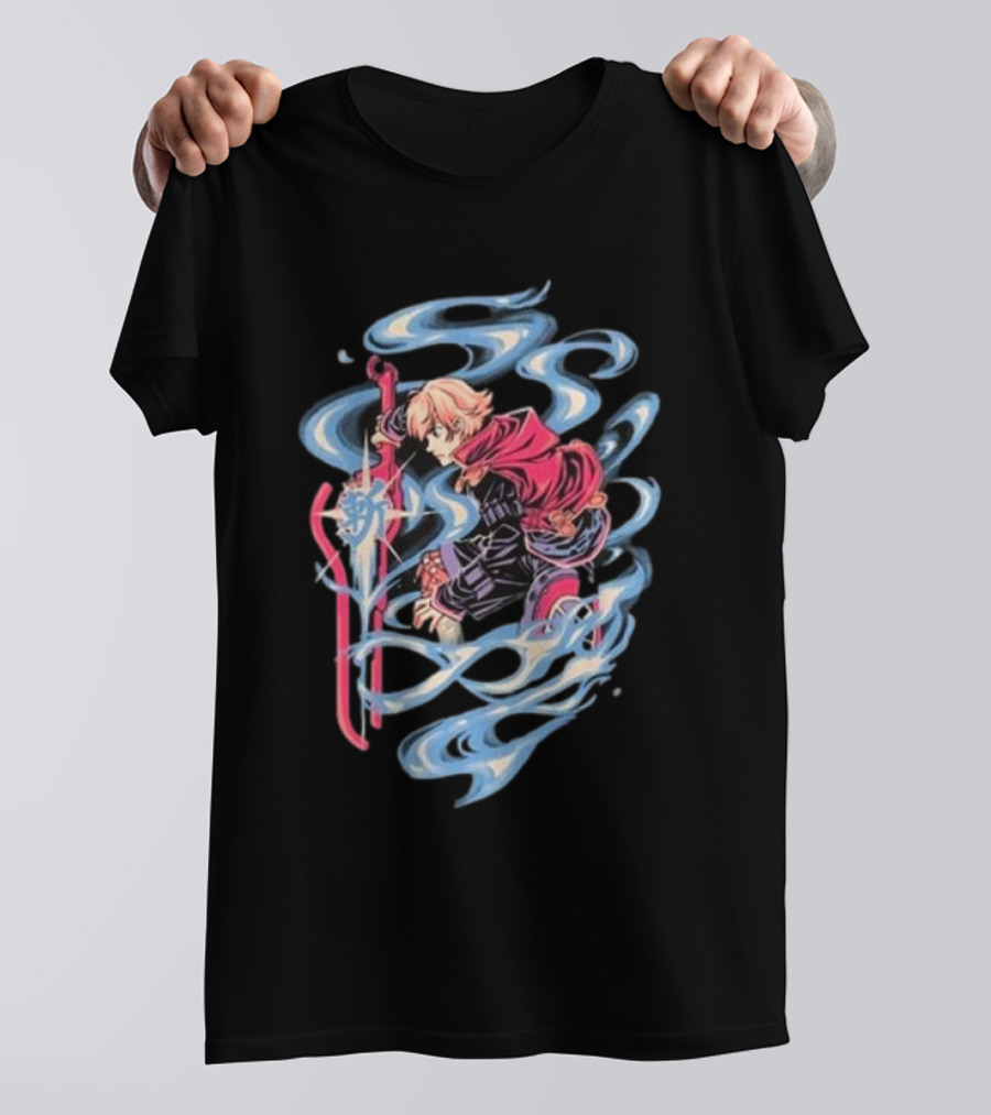 The Yetee Ether Blade Character With Energy Sword And Flowing Elements T-Shirt