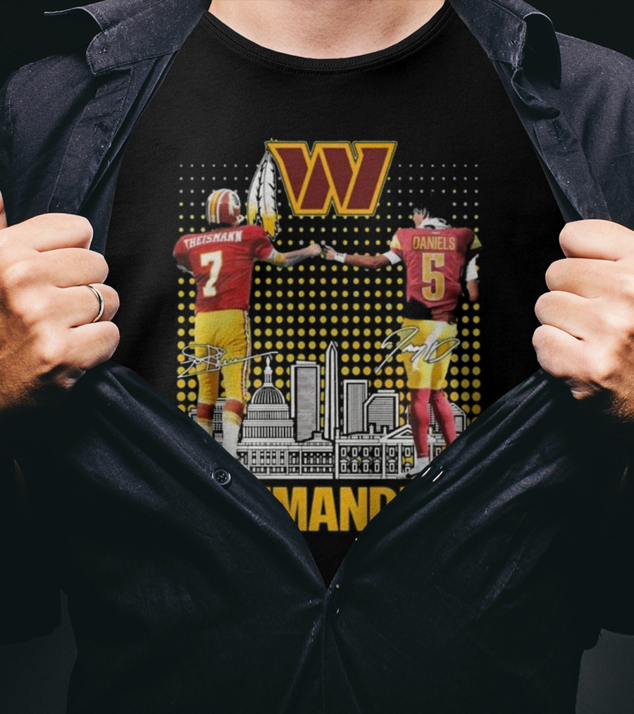 Commanders Theismann Daniels Football Signatures T-Shirt