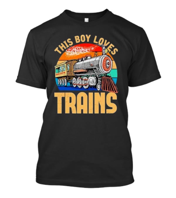 This Boy Loves Trains Vintage Steam Locomotive Railroad Enthusiast T-Shirt