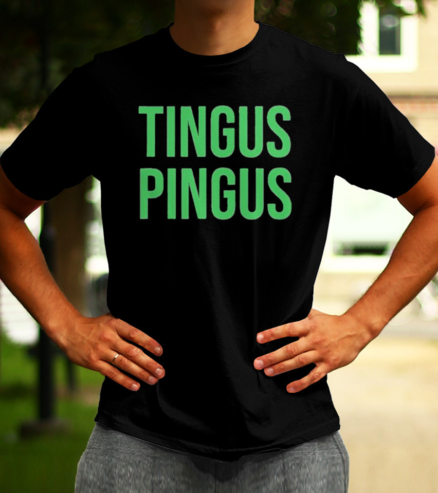 Tingus Pingus Internet Meme Phrase Bold Green Text T-Shirt