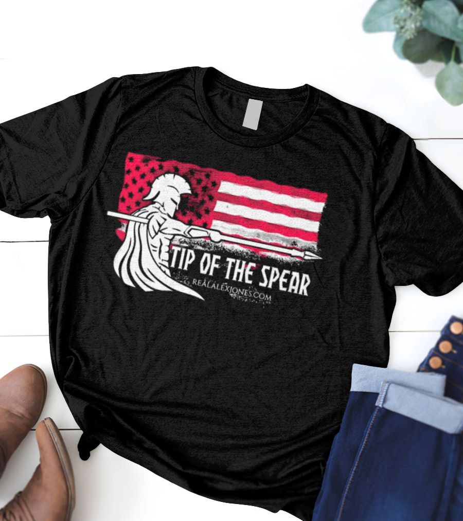 Tip Of The Spear Spartans American Flag RealAlexJones.com T-Shirt